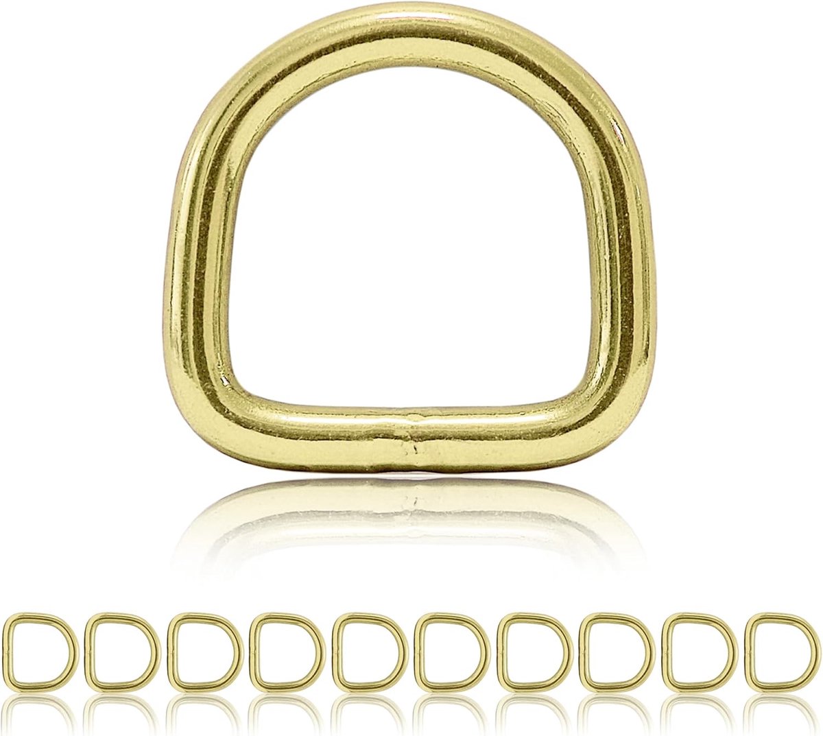 D-ring van staal 10 stuks, 4 mm dikte, roestvrij goud, buitenafmeting 28 x 28 mm, binnenopening 20 x 20 mm, voor DIY hondenhalsband, paracord 550 projecten, gurtband, riemwerk en bevestiging