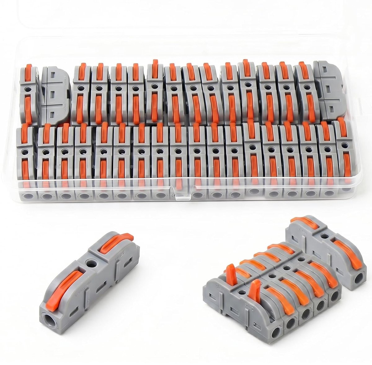 Kabelverbinders, 34 stuks, 32A 250V 0,08-4mm² klem | Vlamvertragende PA/PC, met bedieningshendel, elektrische aansluitblokken, voor stroomleidingsverbindingen