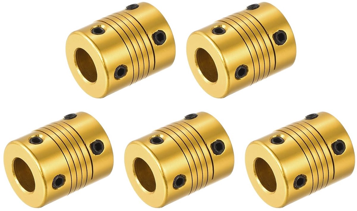 5 stuks askoppeling van aluminiumlegering van 10 mm tot 10 mm L25xd20 flexibele koppeling voor encoder en motoren, verguld