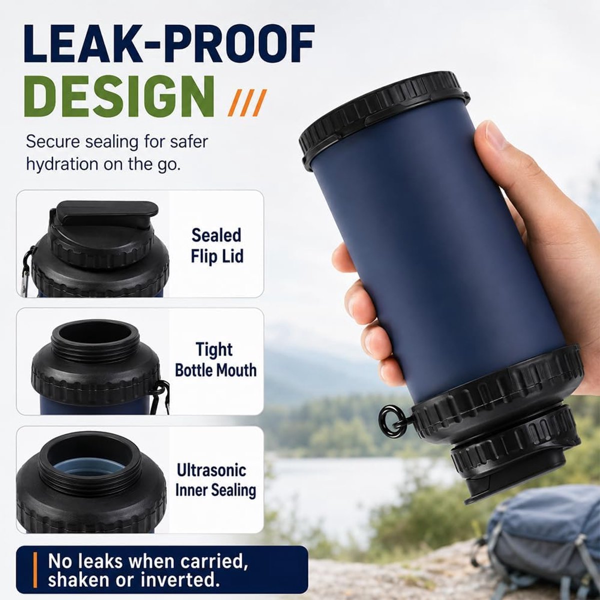 2 Stuks Opvouwbare Waterfles - 750 ml - Siliconen Waterflessen - draagbare Drinkfles - Met Karabijnhaak - Duurzaam - Ideaal voor buitensport, hiking en avonturen — cadeau in Sport & Outdoor - foto 2