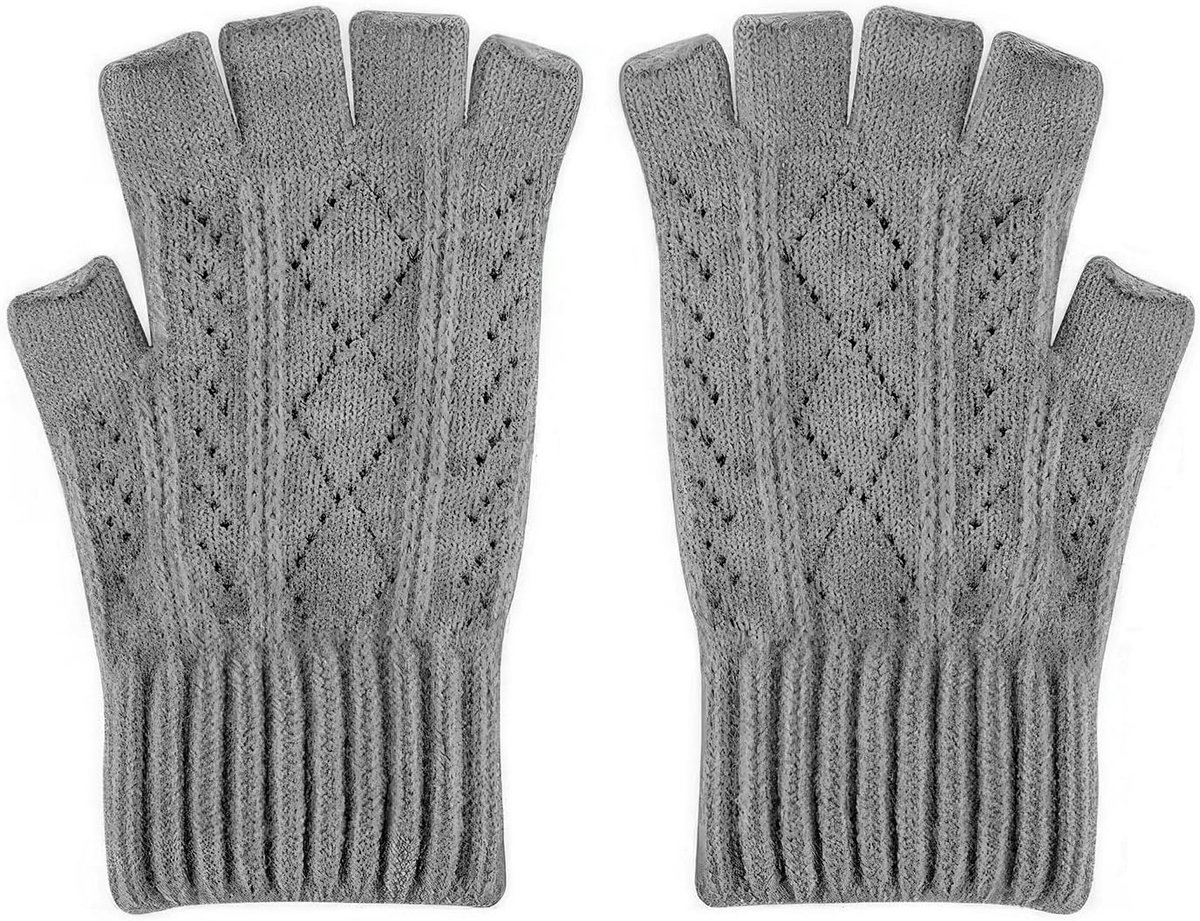 Handschoenen, gebreide winterhandschoenen met halve vinger voor mannen en vrouwen, warme elastische handschoenen voor volwassenen en kinderen ouder dan 13 jaar