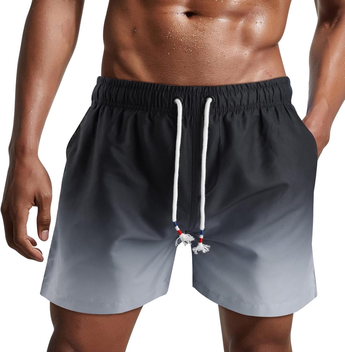 Herenzwembroek, sneldrogende korte strandbroek, korte surfbroek met voering van gaasstof