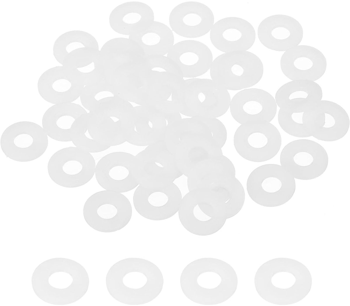 Platte sluitringen van nylon, M5, 50 stuks, 5 mm, ID, 12 mm, OD, 1 mm dik, ronde kunststof afdichtring voor bouten, waterbuisschroeven, wit