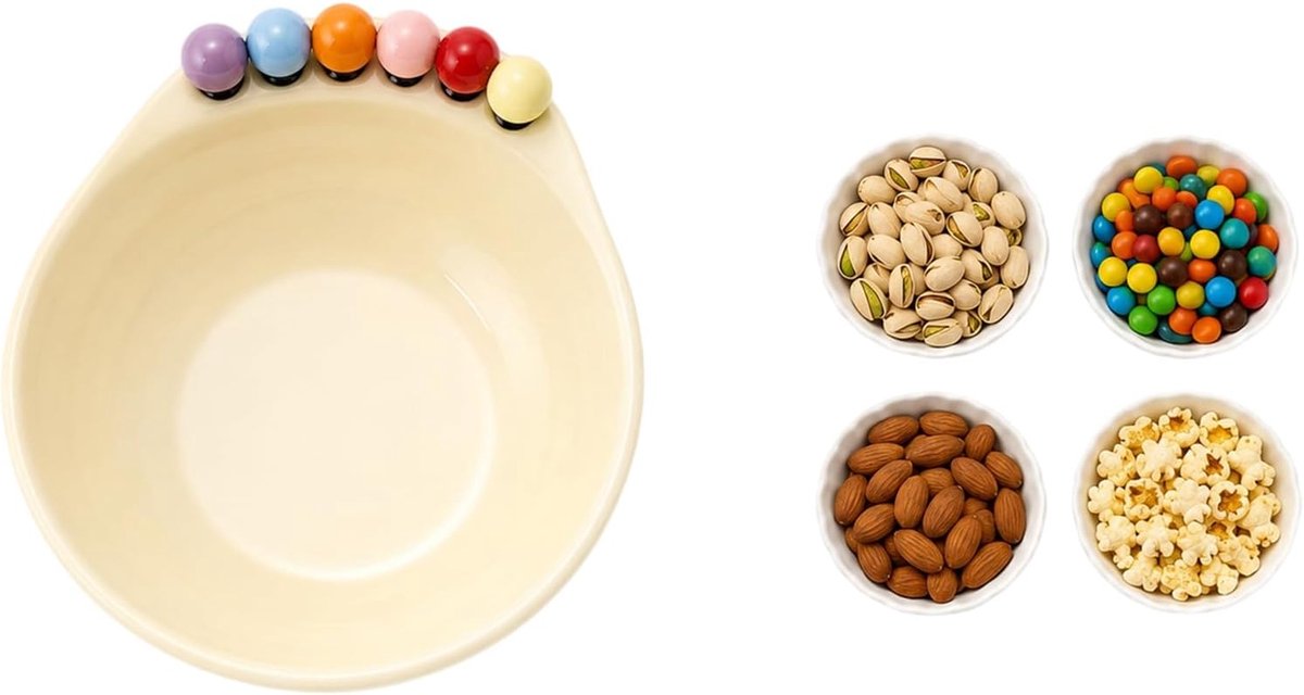 7-delige glazen fruitschaalset met 6 vorken, Franse geribbelde decoratieve kom voor aanrecht, gouden rand heldere salade serveerschaal, moderne snoepbakhouder voor woonkamer