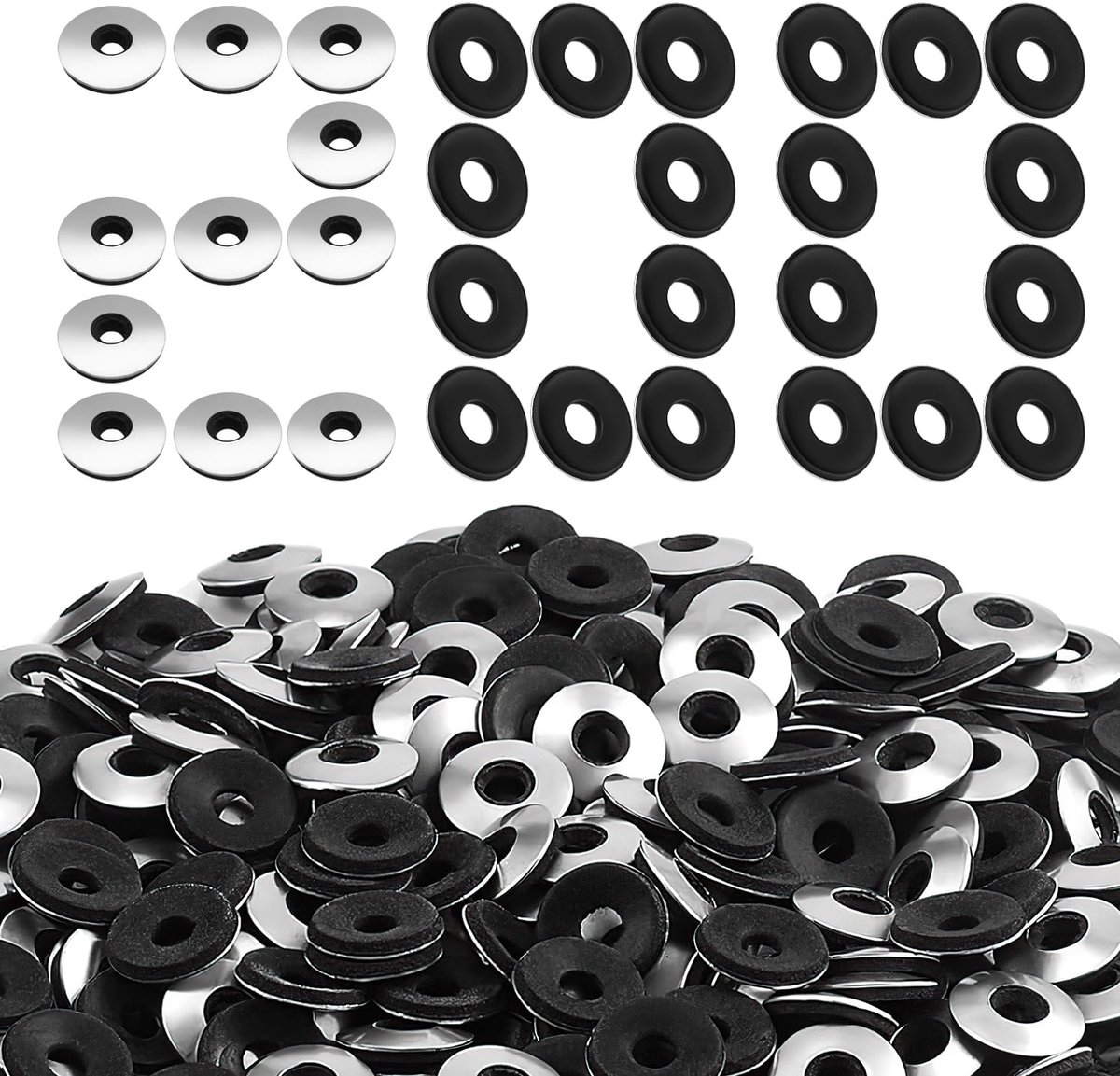 Afdichtringen, 200 stuks, M6,3 x 19 mm, sluitringen van roestvrij staal, rubber voor schroeven, spenglerschroeven (M6,3 x 19)
