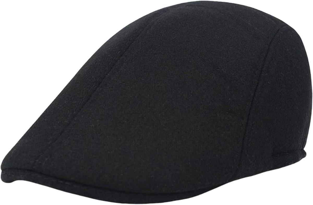 Flat Cap, pet met klep voor heren en dames, Newsboy Flatcap heren baret cap, schuifpet zwart, eendensnavelmuts