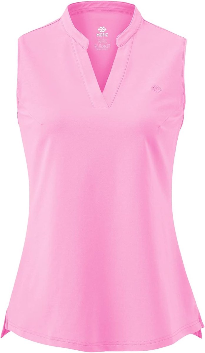 Poloshirt mouwloos golfshirt V-hals bovenstuk sport training tanktop met kraag