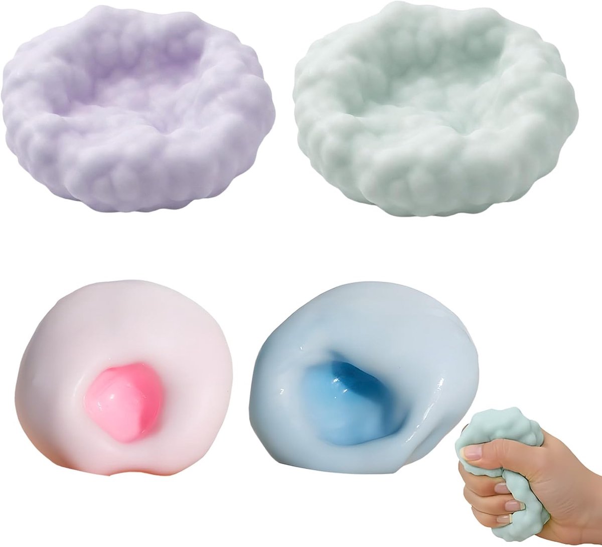 Set van 4 stressballen voor volwassenen, knijpspeelgoed, druivenstressbal, stressverlichtende zandkleefballen, antistressspeelgoed, knijpbal voor een verjaardagsfeestje, antistressbal voor volwassenen