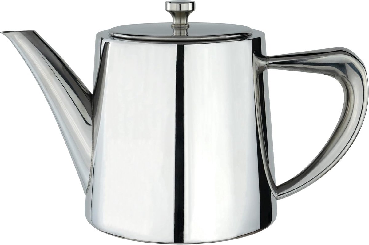 Olé Derwent theepot, 995 ml, voor 5 personen, roestvrij staal, modern theepotontwerp met spiegelafwerking, perfecte schenktuit