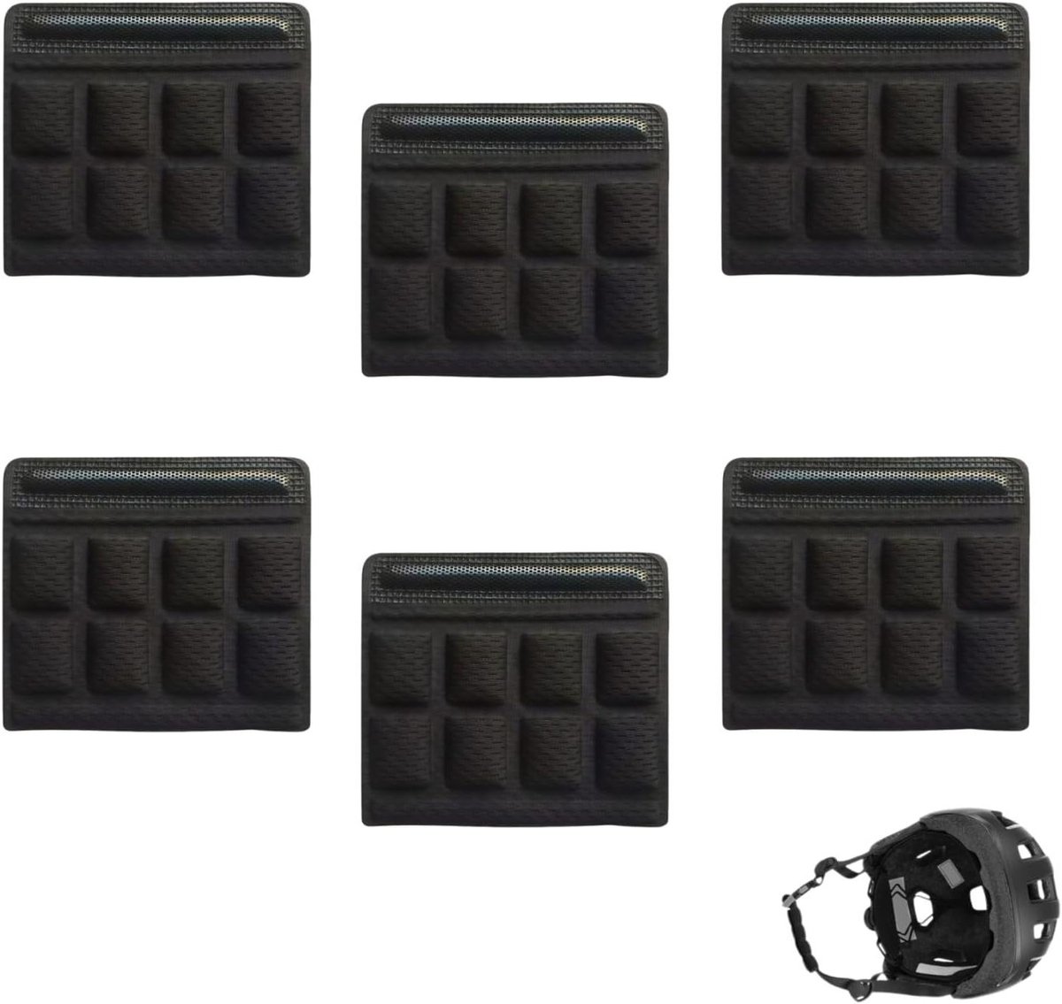 Helm Kussens - Universele Bekleding - Comfortabel Fietsen - Schuimrubber Vulling - 6 Stuks - Zwart