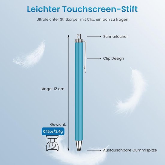 10-Delige Tabletpen Set met 20 Siliconen Punten van 6 mm voor Scherm - Siliconen Punten van 6 mm voor Schrijven, Tikken en Scrollen op Tablets, Smartphones en Andere Touchscreens, Multikleur — afbeelding 2