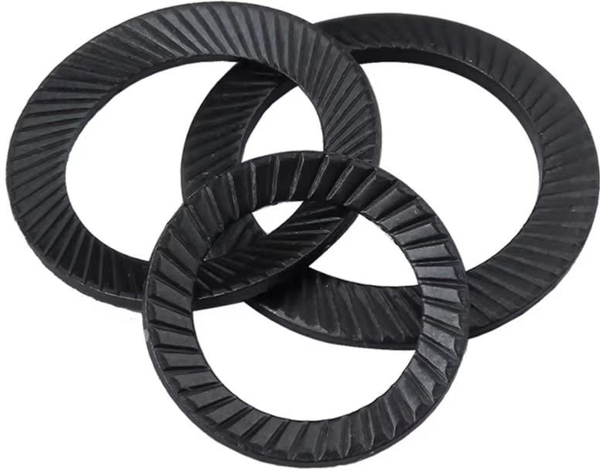 Sluitringen koolstofstaal tandschijven borgringen M10x16mm (40 stuks)