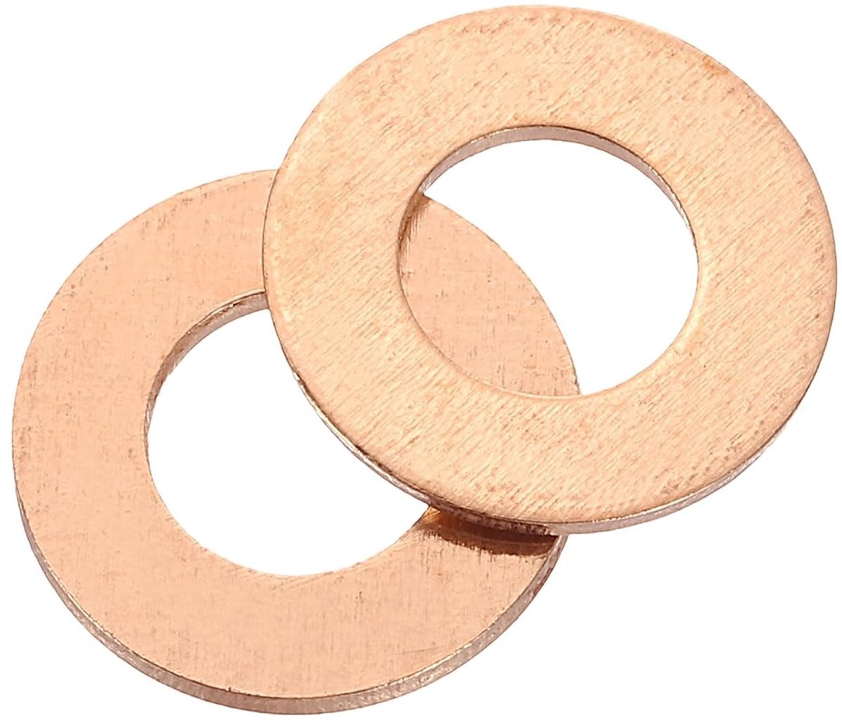 Set met 16 stuks sluitringen, M8 x 16mm x 1mm messing ring bijlagschijven assortiment, platte borgschijven platte afdichting metalen schijven voor schroeven bouten moeren
