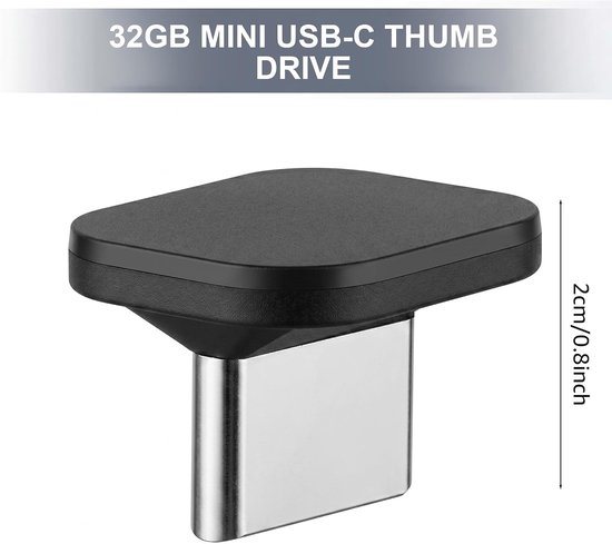Mini USB-C Flash Drive - Snelle Externe Opslag - Data Overzetten - Ultracompact IPX7 Waterdicht - 32 GB - Zwart van MINI — afbeelding 5