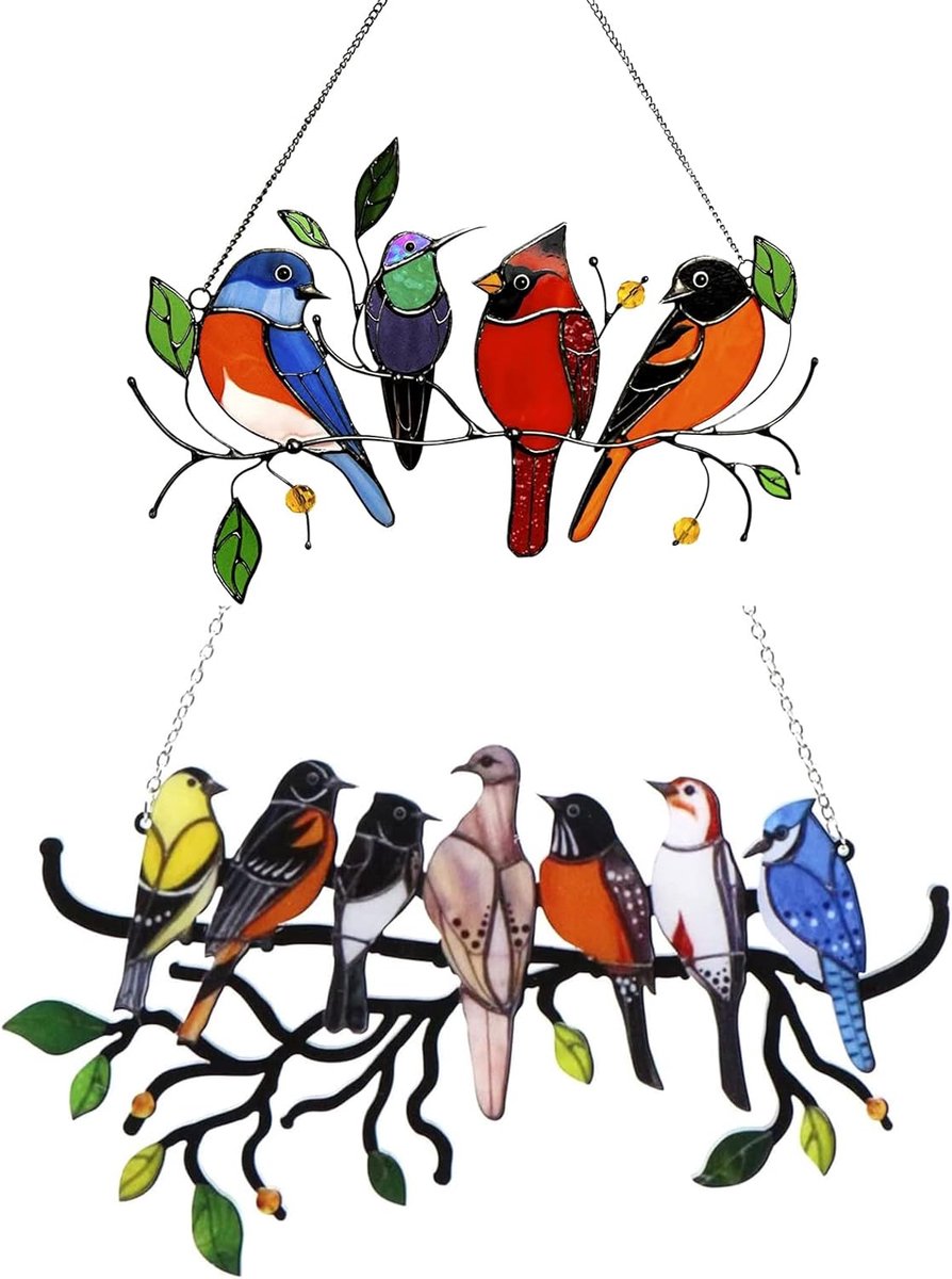 Decoratieve Vogel Wanddecoraties 2pcs - Metaal en Acryl - Duurzaam en Eenvoudig te Installeren - ShopVlot