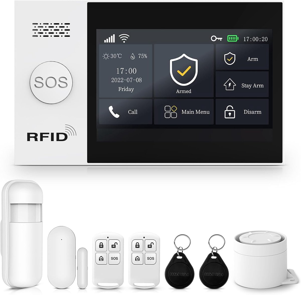 Draadloos alarmsysteem met touchscreen - inclusief 8 sensoren - wifi en gsm - eenvoudig te installeren - ShopVlot