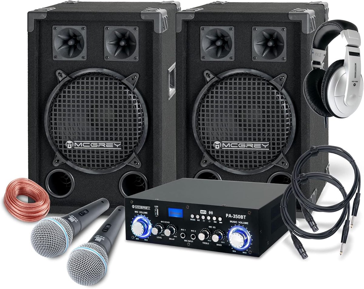 Karaoke DJ Set Complete - 800W met Bluetooth - 2 weg boxen - Ideaal voor feesten - ShopVlot