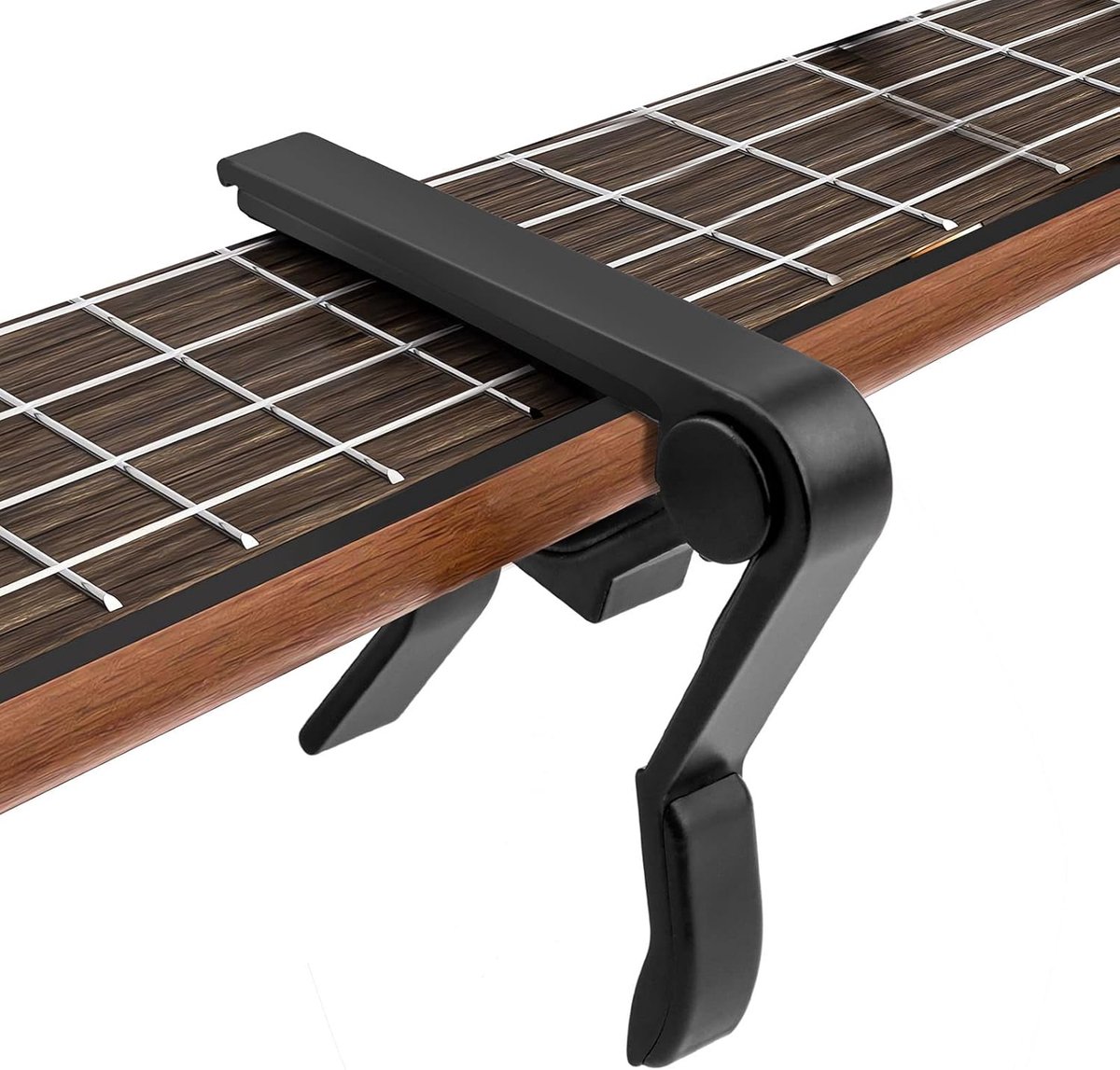 Thijox - Capo voor Gitaar, Capodaster voor Ukelele, Westerngitaar, Akoestische Gitaar, Concertgitaar, Banjo, Zwart - Eenvoudig in Gebruik met Veerklem