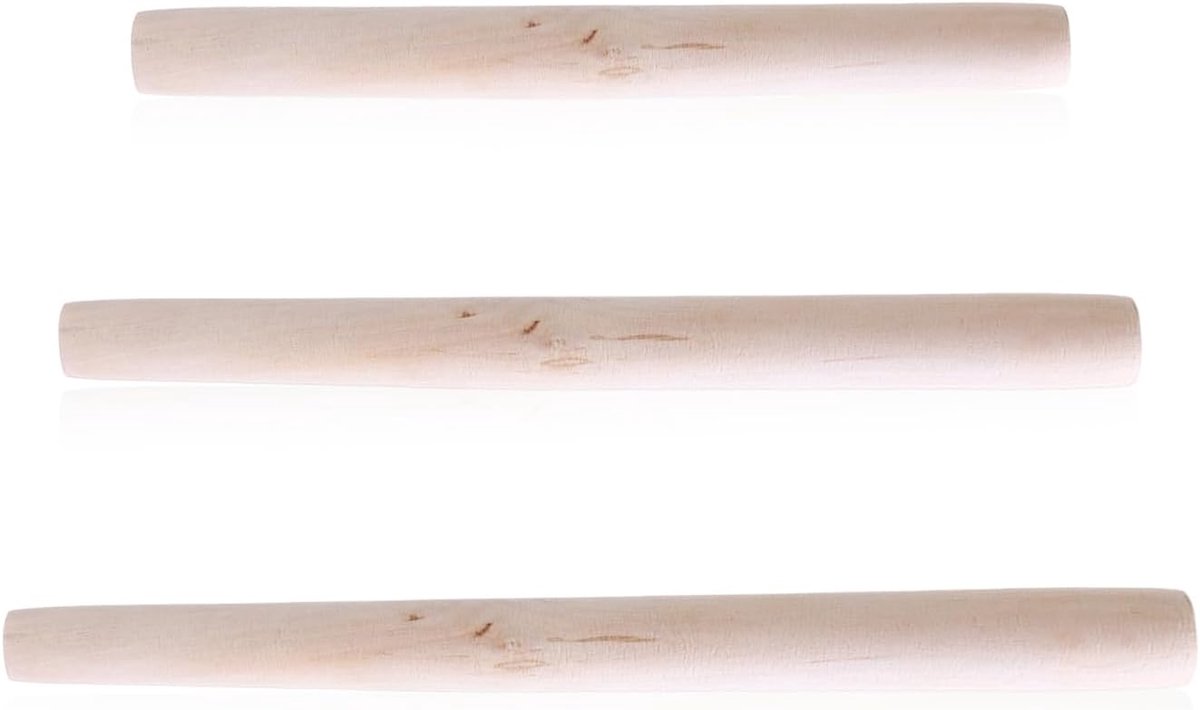 Thijox - Houten Deegroller Set van 3 Stuks – Duurzaam, Stevig, 28 cm, 24 cm, 16 cm - Perfect voor Bakken en Koken in de Keuken - Houtkleur