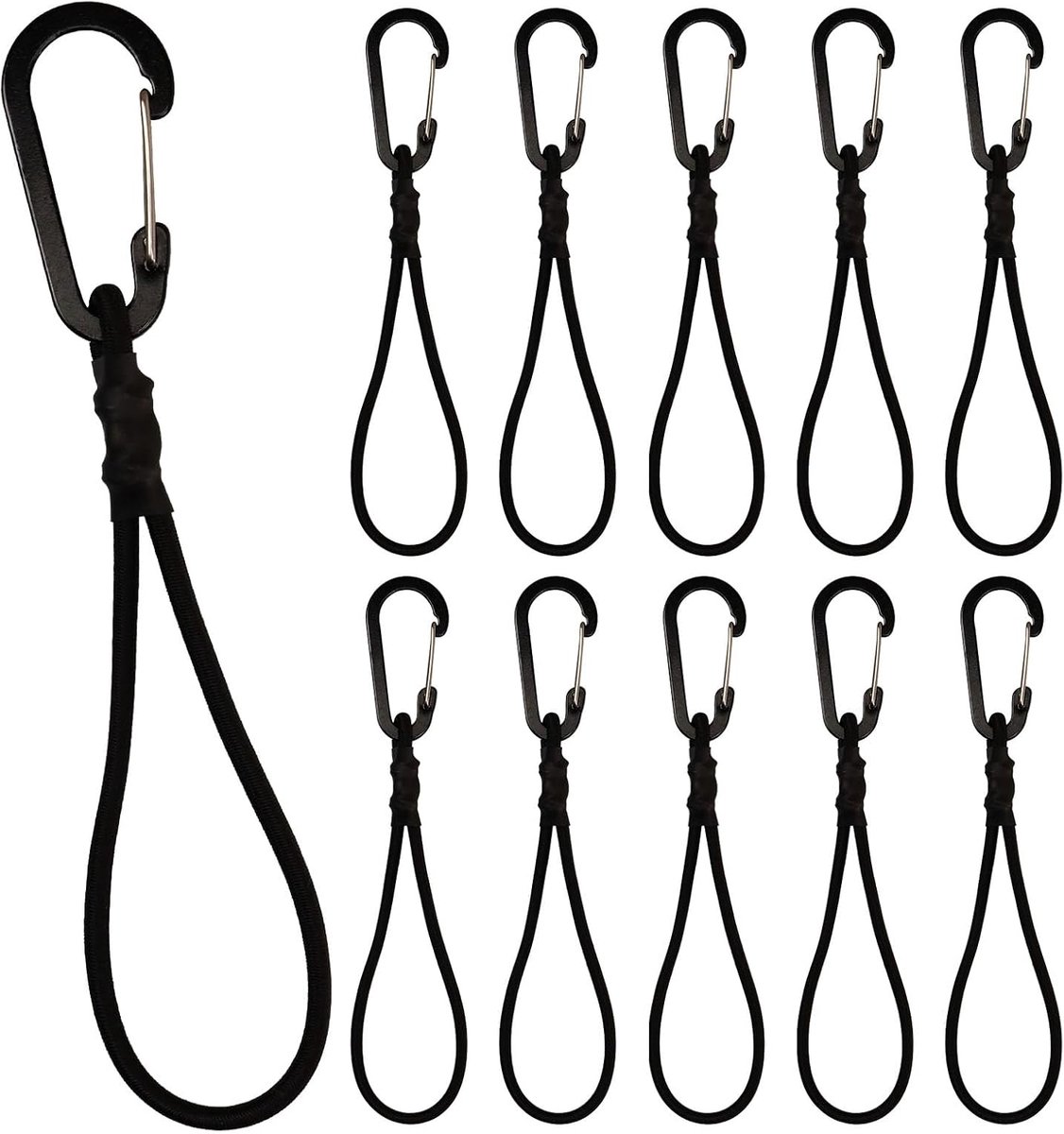Elastische banden 15cm - natuurlijk latex - met karabijnhaak - ideaal voor camping - ShopVlot