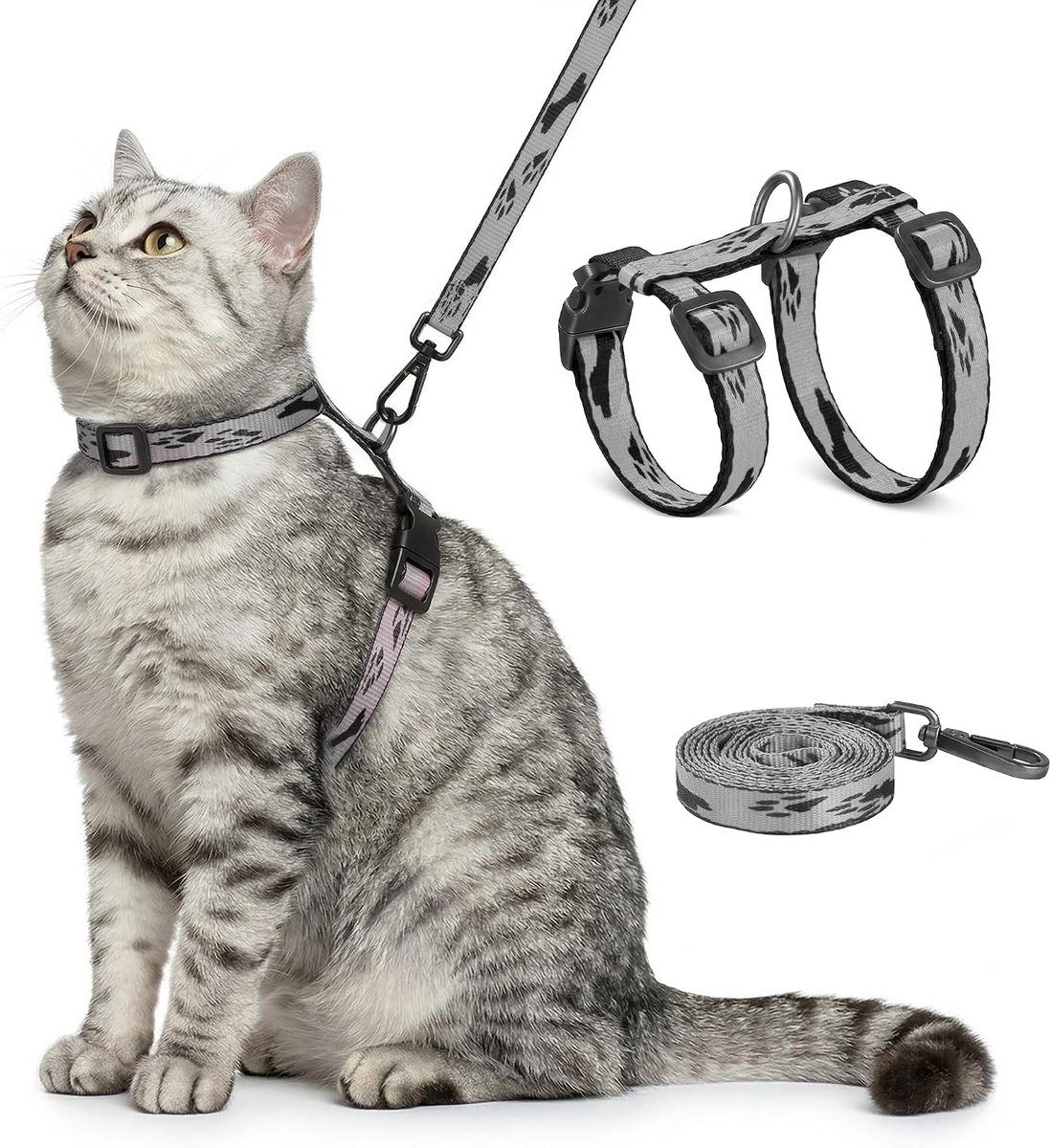 Kattenharnas met lijn set - verstelbaar lichtgewicht - zacht materiaal - comfortabel voor buiten - ShopVlot