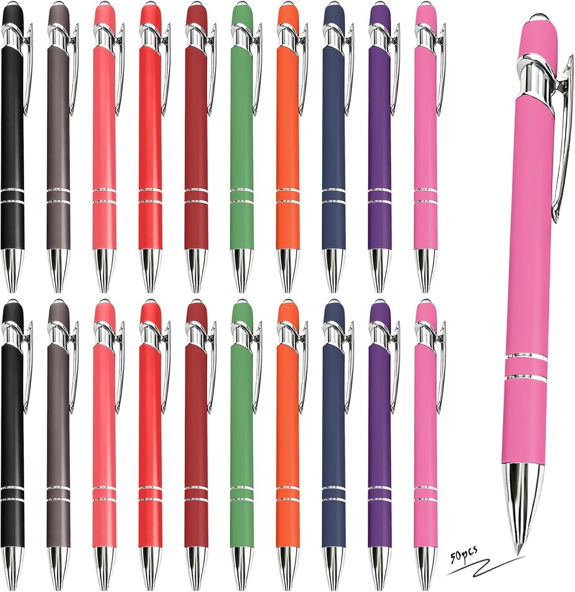 Balpen set 50 stuks - ergonomisch ontwerp - 10 kleuren - perfect voor school en kantoor - ShopVlot