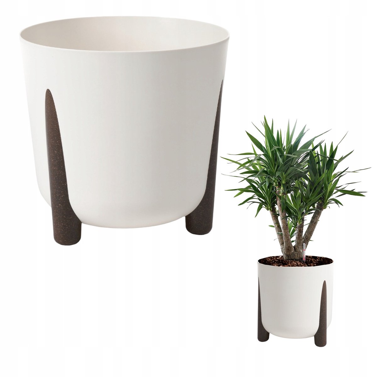 Kremowa plantenbak op pootjes, 29cm, 28cm hoog, met inzet