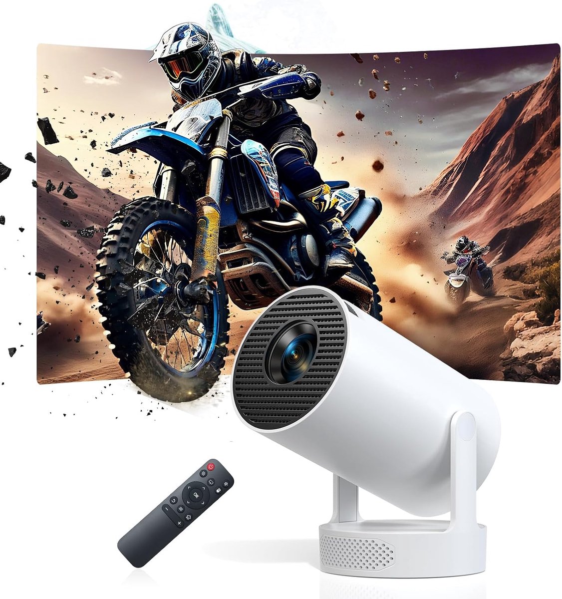 Mini projector 4K 1080P ondersteuning - 280 ANSI lumen - Wifi6 & Bluetooth - Ideaal voor thuisbioscoop - ShopVlot