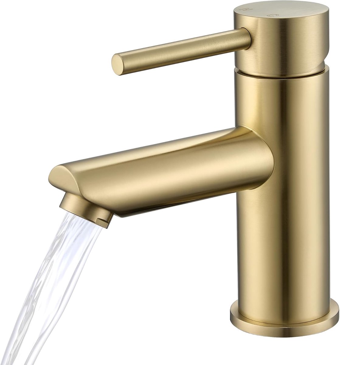 Wasbakkraan 79 mm - Geborsteld goud - Enkele hendel mengkraan - Geschikt voor wastafel - ShopVlot