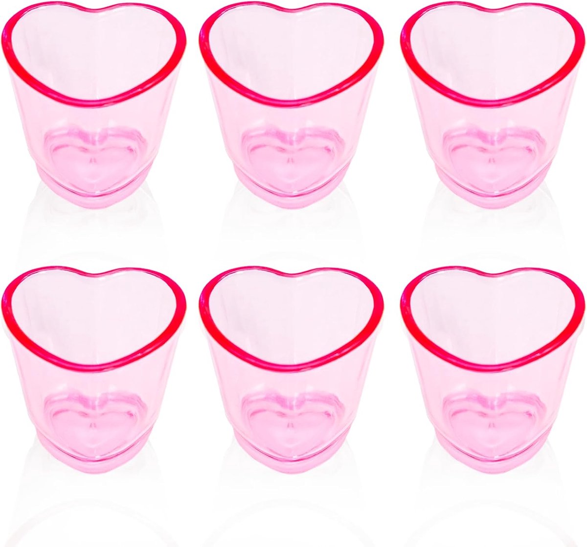 Shotglazen, hart, kunststof, schattige roze soju glazen, set voor verjaardagsfeestjes en Valentijnsdag, 45 ml, transparant shotglas, hart voor barkarretje