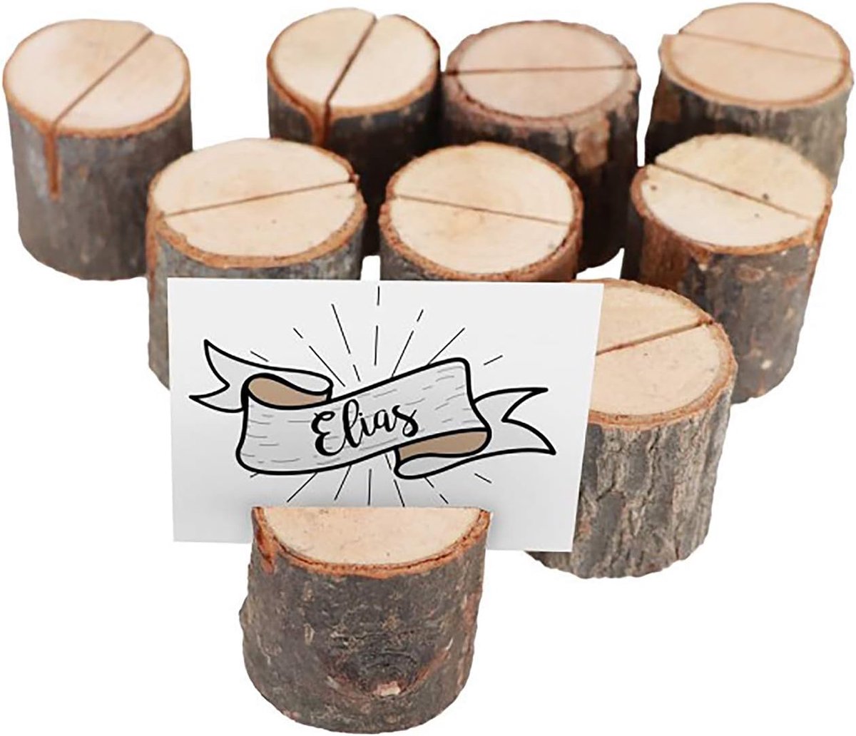 Fotohouder, nummerhouder van hout, bruiloft, verjaardag, set van 9 stuks
