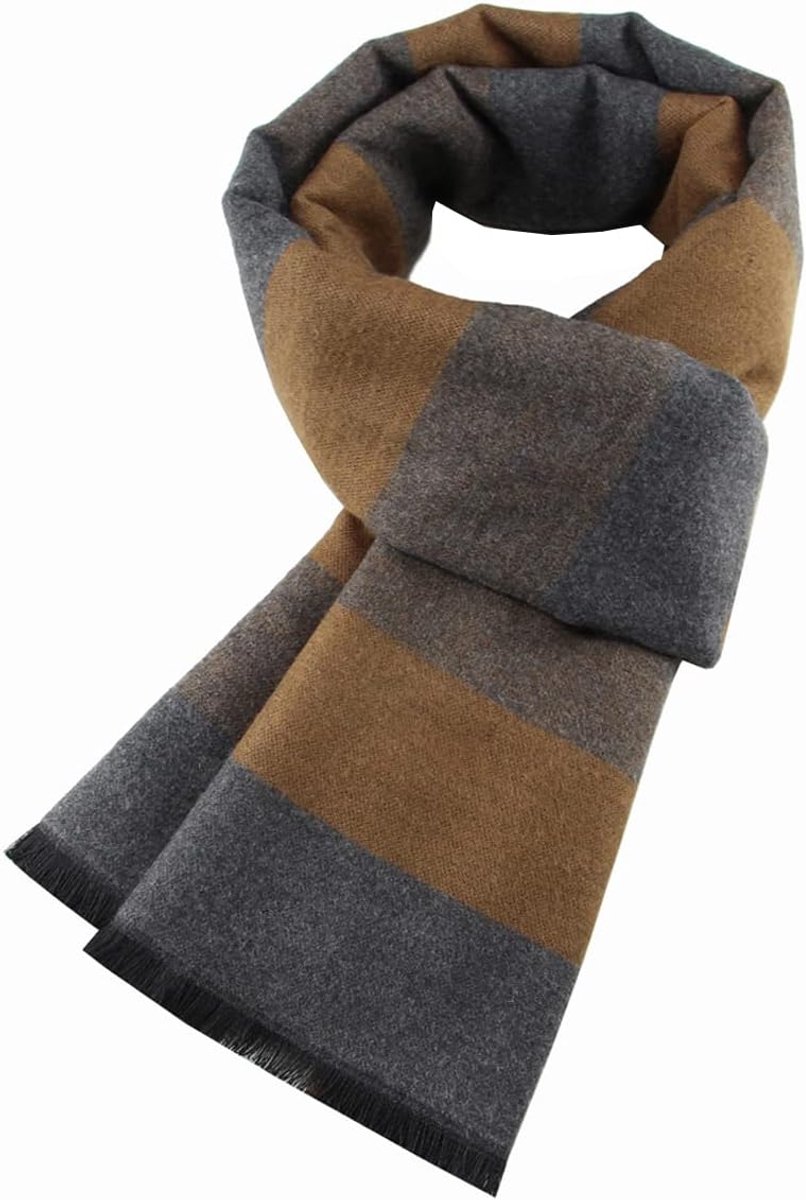 Zachte en gezellige geruite sjaal voor heren, lange warme lichte wintersjaal, Kleur 23, 180cm x 30cm
