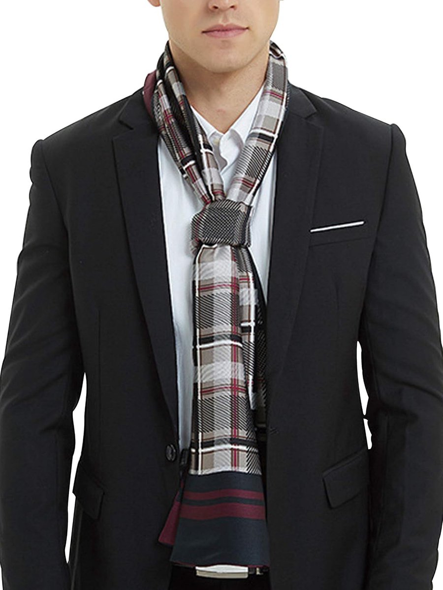 Kunstzijde Sjaal voor Voorjaar Herfst Lange Dunne Dubbelzijdige Herensjaal Casual Business 170×30cm