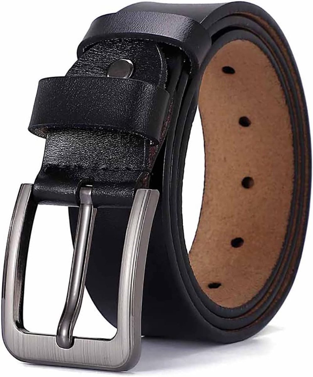 Herenriem Koeienleer 38mm Verstelbare Zwarte Riem voor Kostuum Jeans Premium Duurzame Gesp voor Mannen