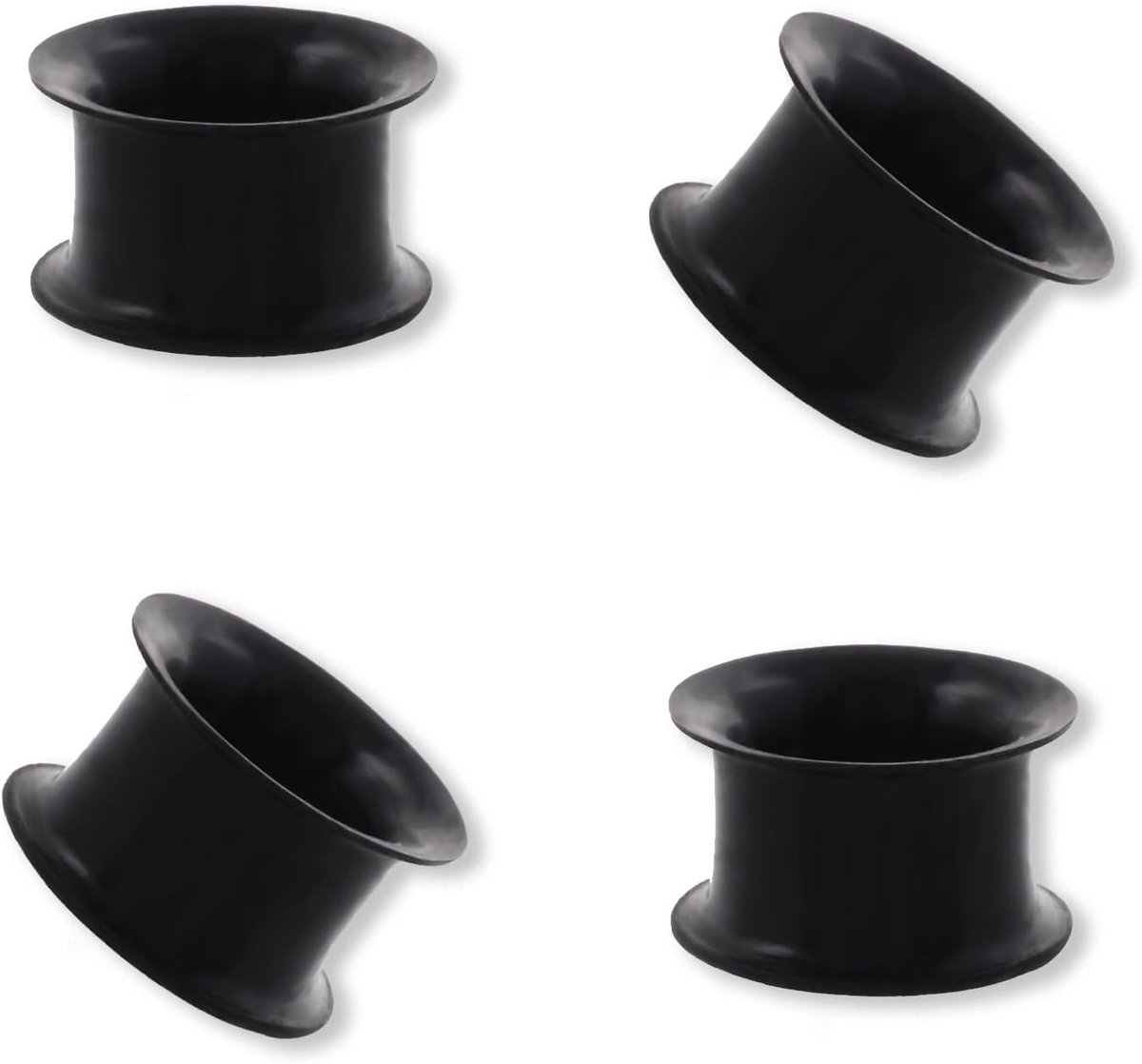 oortunnelplug, set van vier zachte pluggen, 10 mm, zwart, comfortabele oorstretcher voor progressieve uitzetting en dagelijks gebruik thuis