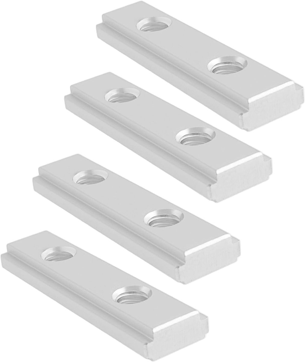 4 stuks T-sleuf moer M6 dubbele groef geleiderail schuifregelaar 50x6mm T-sleuf geleiderail schuifregelaar voor bankzaag, bankboor, lintzaag, doe-het-zelf werkbankgids, zilver