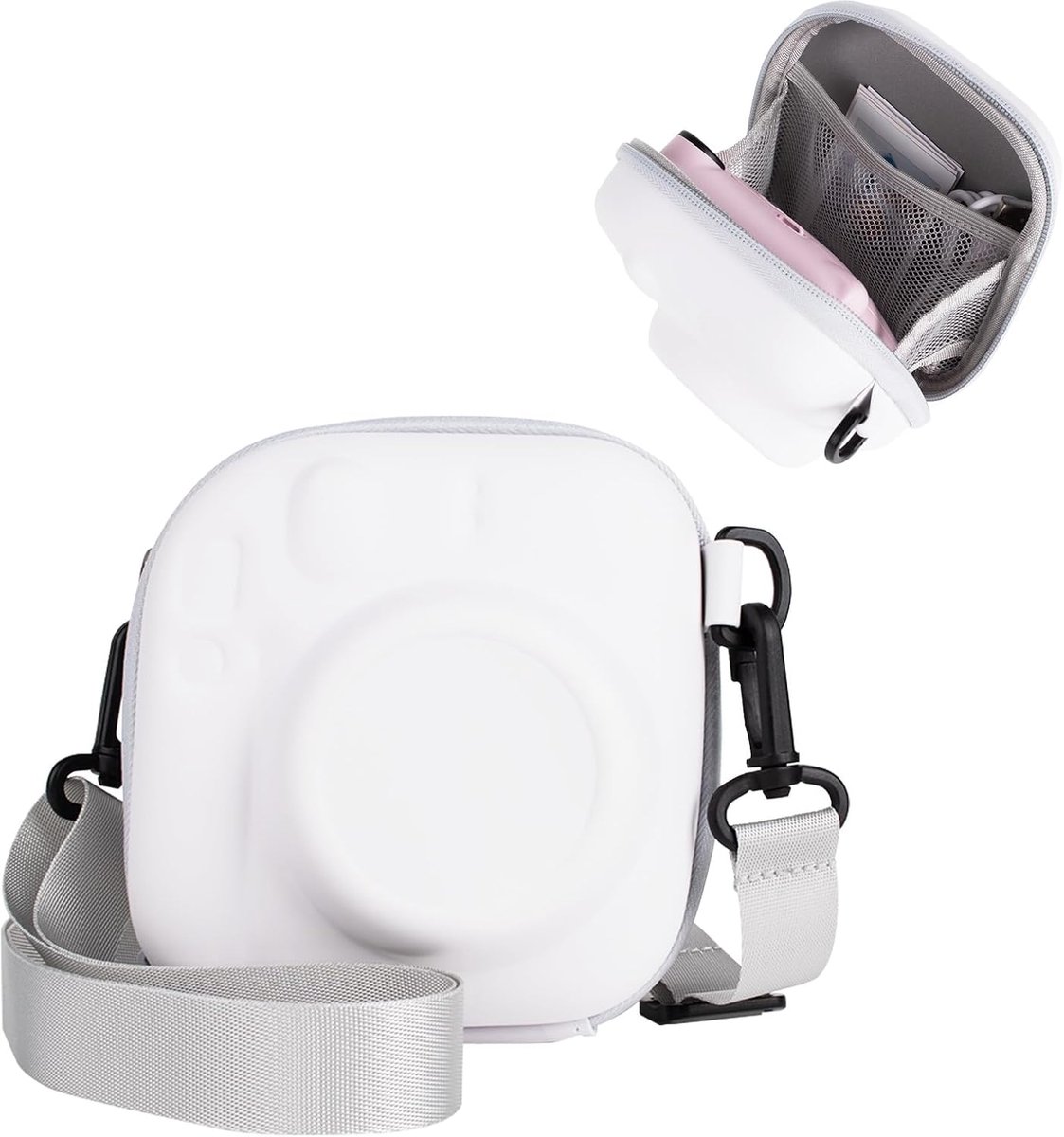 EVA-opbergkoffer op grote schaal compatibel met Fujifilm Instax Mini 12/11/9/8/SE/7+/40, Jasmijn Wit, Instant Mini - Universal