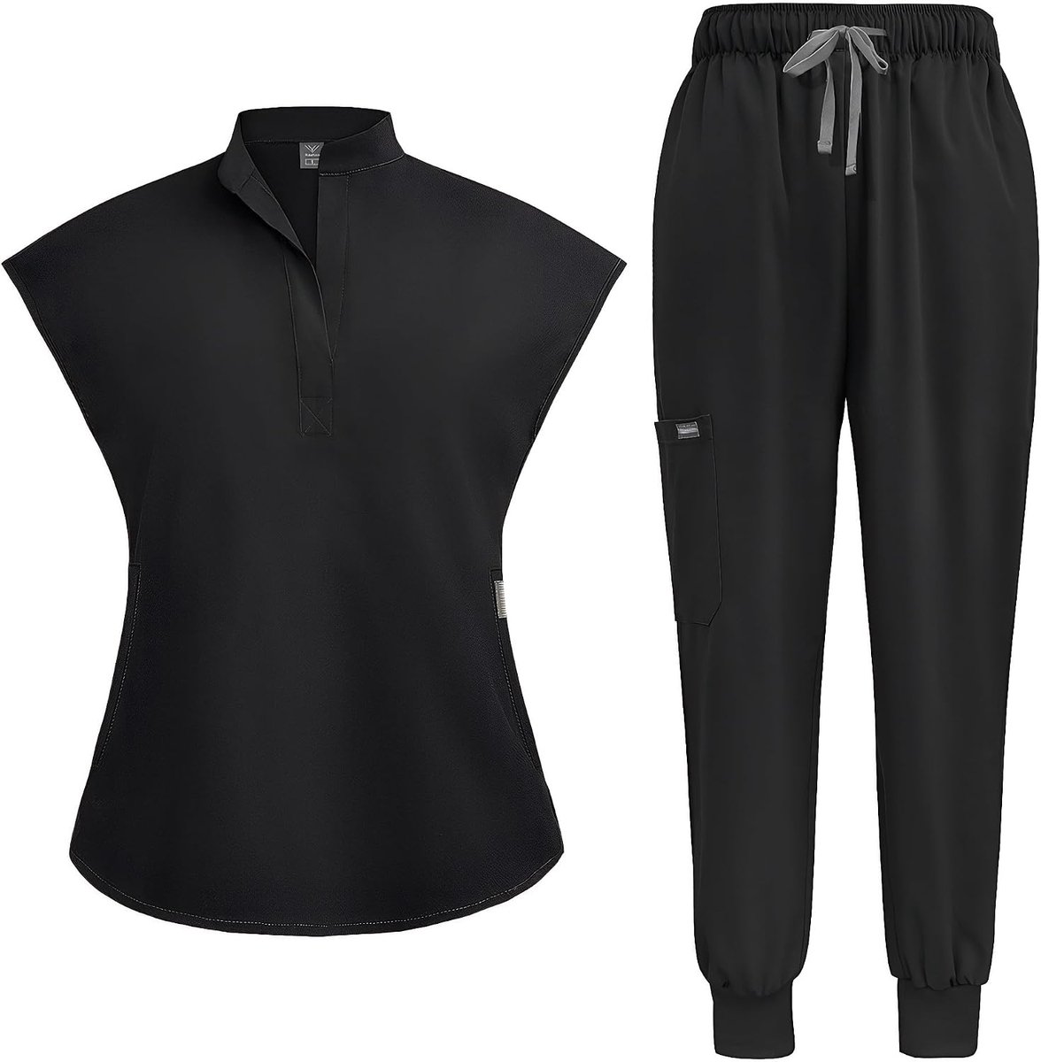 Dames, aparte set met opstaande hals, stretch top met 2 zijzakken, taps toelopende yogabroek, zacht en kreukbestendig DK55