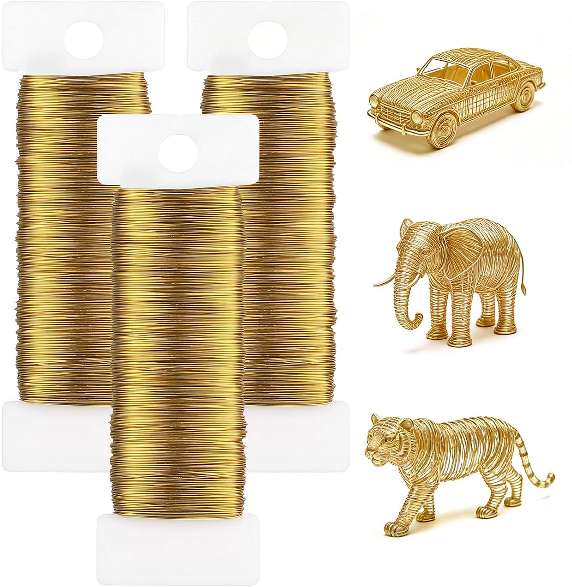 Draad 0.35mm x 150m sieradendraad goud bloemendraad voor sieraden maken DIY handwerk modelleren en decoratie 50m per rol