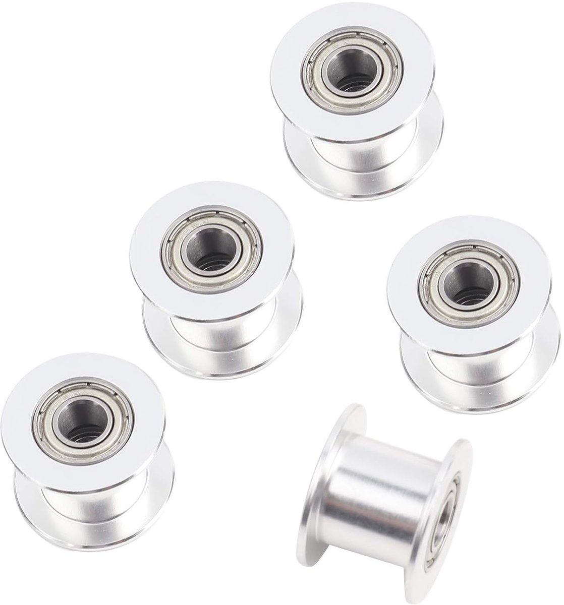 5 stuks gladde type riemschijf, 2 GT aluminium tandloze Idler 10 mm 20 tanden 5 mm boorspanrol voor 3D-printer tandriem