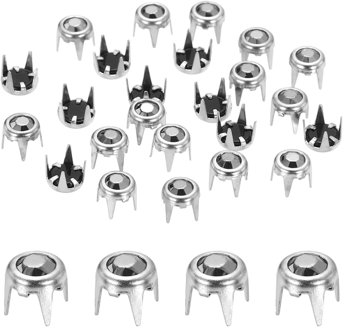 50 stuks strass-steentjes navullingen 0,2 inch (5 mm) platte bodem strass-steentjes klauwen parels nagelkoppen, klinknagels metalen spikes klinknagels decoratief voor doe-het-zelf kleding