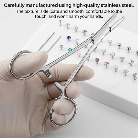 Tang, 3 mm piercing bal opdraaier met grijper perforatiegereedschap - Piercingtang voor bal om te draaien, piercingopener, piercinggereedschap, klem voor ballen en lichaamsdelen — afbeelding 4