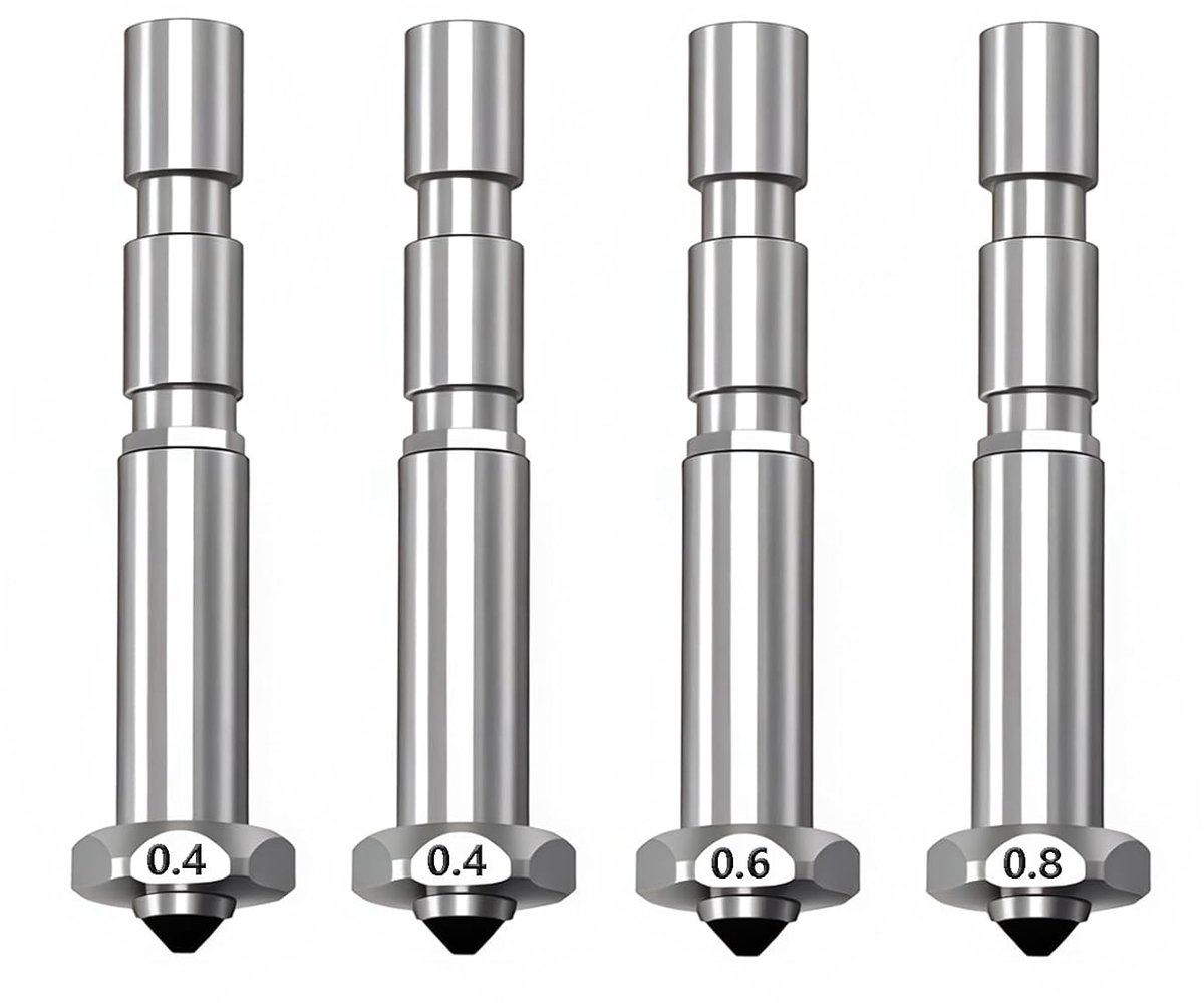 3 Max mondstukken 0,4/0,6/0,8 mm, geïntegreerd snelwisselmondstuk van gehard staal, hoge doorstroming, hoge snelheid, hete spuitmond voor Anycubic Kobra 3 Max 3D-printers, 4 stuks