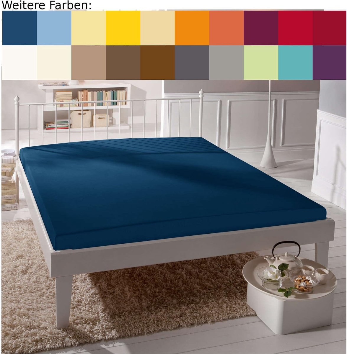 Fitted sheet 140-160 x 200-220 cm - jersey - navy - ideaal voor waterbedden - SnelShoppen