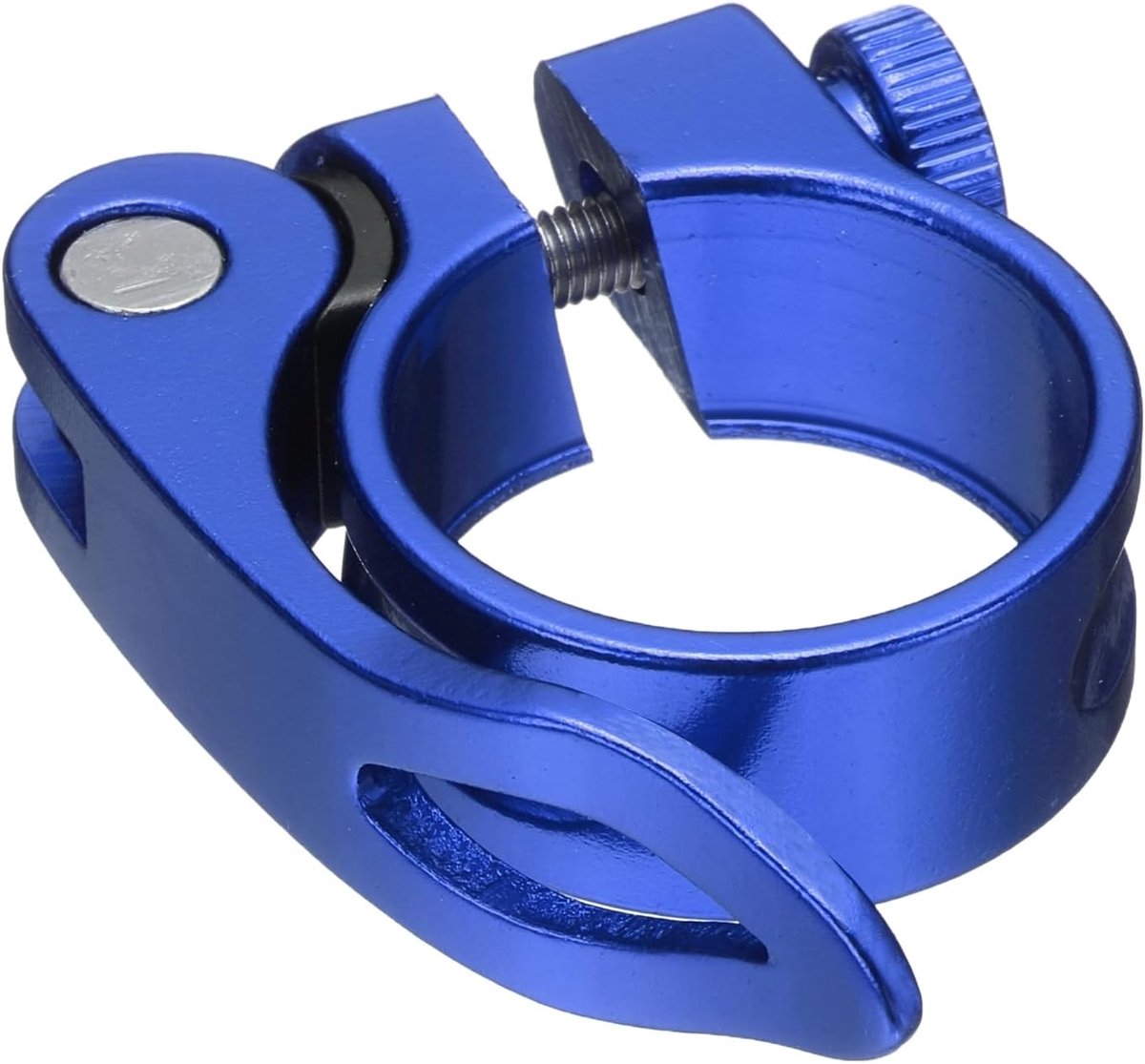 Fietszadelsteunklem, 31,8 mm, aluminiumlegering, fiets-snelspanner, zadelsteunkraag voor diameter 27,2 tot 28,6 mm, fiets, mountainbike, racefiets, zadelpen, blauw