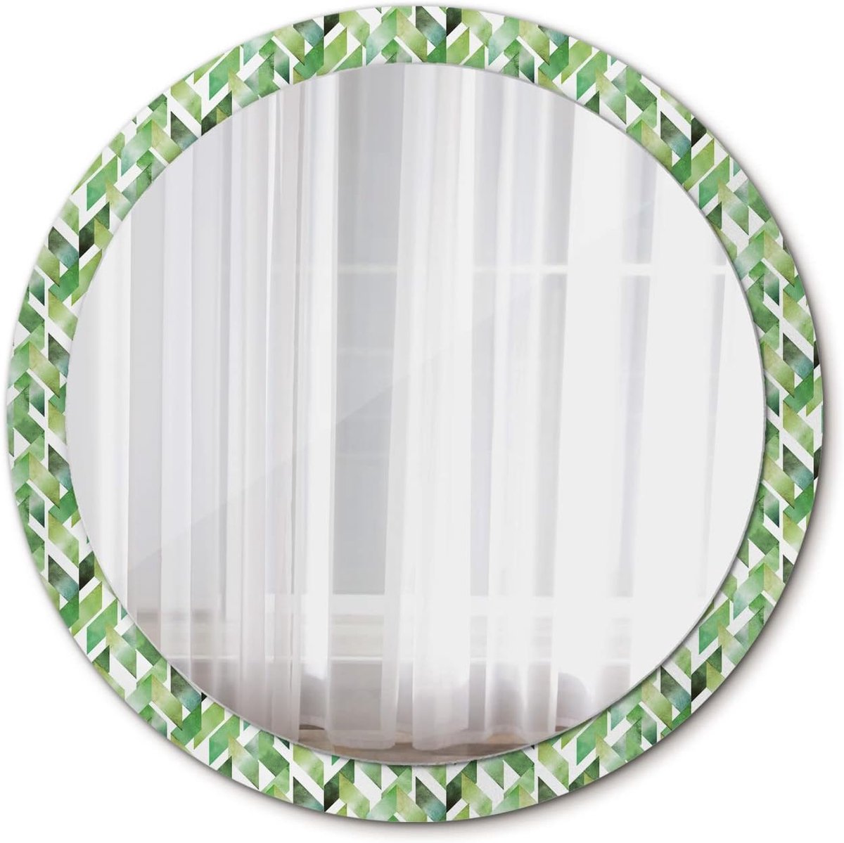 Spiegel Modern Hangende Spiegel Ø 100 cm Glas Interieur Decoratie DIY Ronde Gedrukt - Visgraat