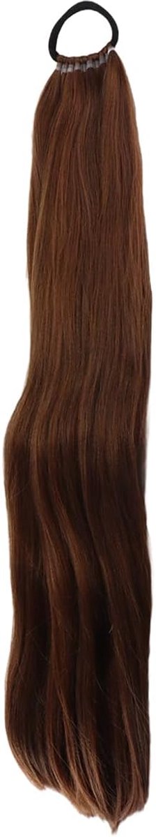 Paardenstaart-verlenging, haar, synthetische vlecht met elastiek, 61 cm, lichtbruin, clip-in paardenstaart, haarstukje, steil lang haar