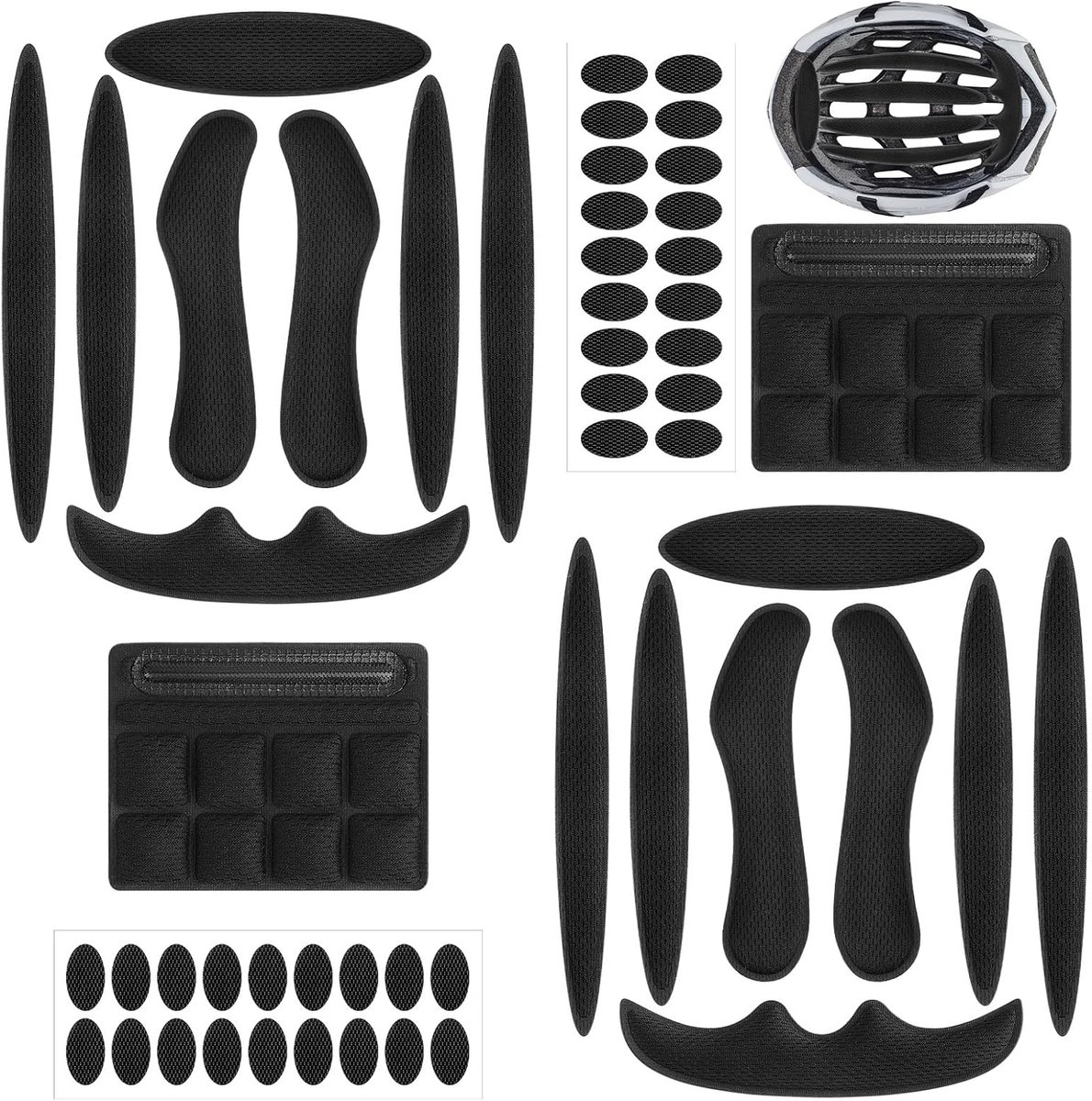 Set van 2 Schuimkussentjes voor Fietshelm, Schuimkussens met Klittenbandpunten, Universele Vervangingskussentjes voor Fietshelmen, Zwarte Helm Accessoires