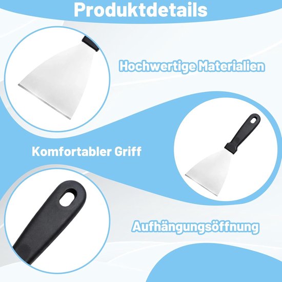 Driehoekige spatel, grillspatel, lemmet van roestvrij staal met handgreep, 12 x 12 cm, voor pizza, keuken en BBQ, spatel en deegschraper — afbeelding 5
