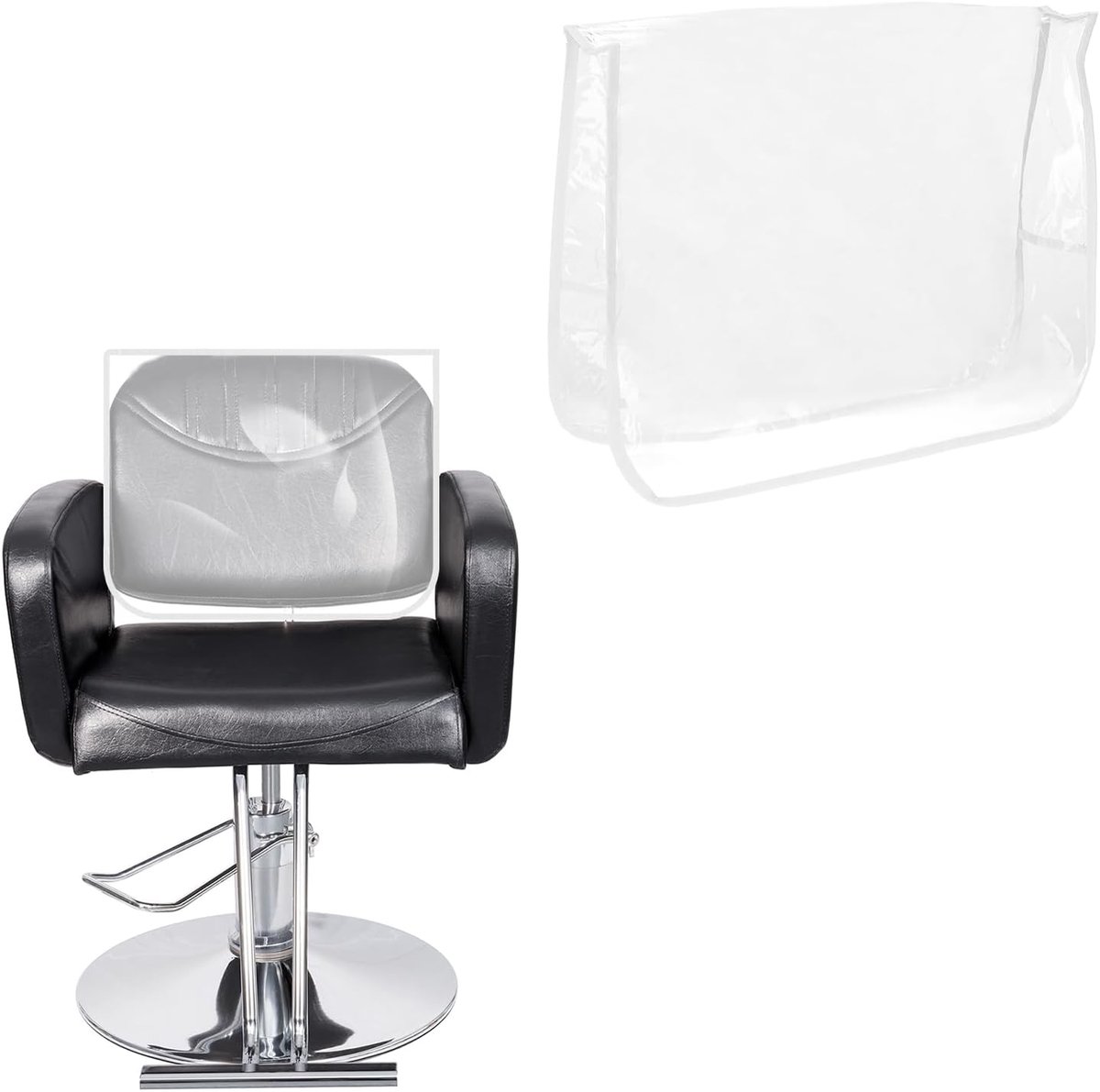 Kapstoelhoes 50 x 40 x 13 cm x 13 cm heldere plastic stoelrugbescherming, waterdichte stoelhoezen voor de meeste standaard kapsalons, kappers en kantoren (vierkant wit)